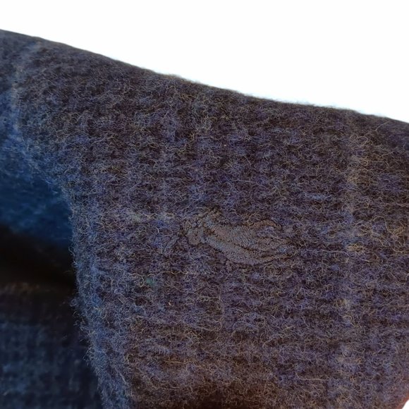 Polo Ralph Lauren Blue Plaid Wool Fringe Scarf Two Sided Reversible - Picture 7 of 9